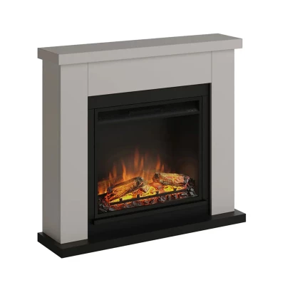 Beige electric fireplace - electric stove - with heat control and remote control