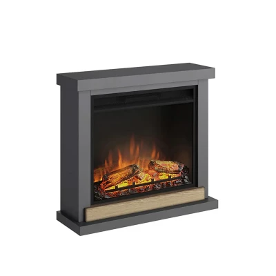 TAGU Hagen Electric Fireplace – Grey Freestanding Heater, 1500W, Thermostat & Remote