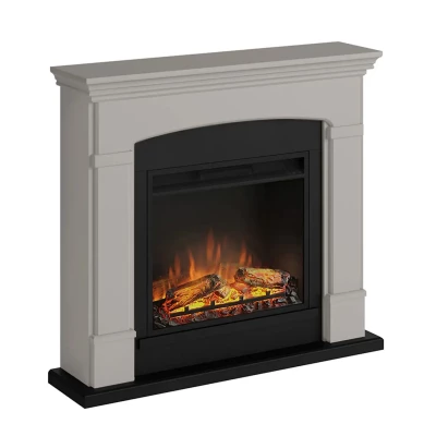 TAGU Helmi Electric Fireplace – Beige Freestanding Design, PowerFlame 1 or 2 Insert
