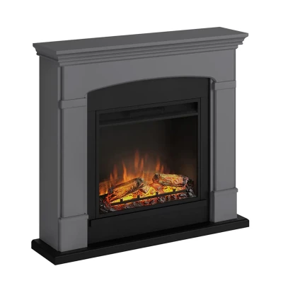 TAGU Helmi Electric Fireplace – Grey Freestanding Design, PowerFlame 1 or 2 Insert