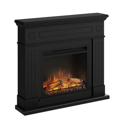 TAGU Larsen Electric Fireplace – Black Freestanding Heater, PowerFlame 1 or 2 Insert