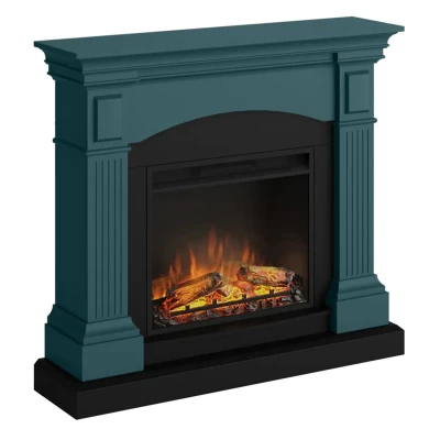 TAGU Magna Electric Fireplace – Turquoise Freestanding Mantel Fireplace