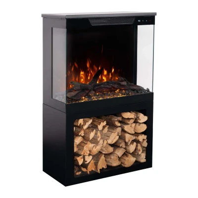 Aflamo Tower + Stand 56 cm black 3-sided freestanding electric fireplace