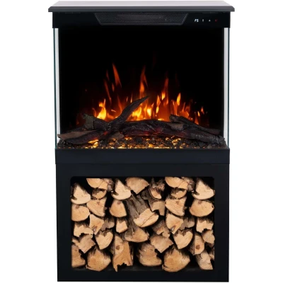 Aflamo Tower + Stand 76 cm black 3-sided freestanding electric fireplace