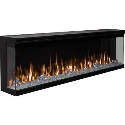 Aflamo Unique 254 cm inset electric fireplace with LED flames Aflamo Unique 254 cm black wall-mounted electric fireplace