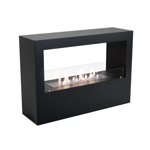 Bio ethanol fireplace in black freestanding ScandiFlames Lansing L - Black Bioethanol Fireplace