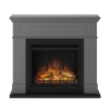 TAGU Larsen Electric Fireplace – Grey Freestanding Heater, PowerFlame 1 or 2 Insert