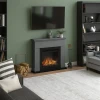 TAGU Larsen Electric Fireplace – Grey Freestanding Heater, PowerFlame 1 or 2 Insert