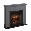 TAGU Larsen Electric Fireplace – Grey Freestanding Heater, PowerFlame 1 or 2 Insert