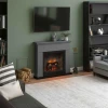 TAGU Larsen Electric Fireplace – Grey Freestanding Heater, PowerFlame 1 or 2 Insert