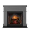 TAGU Larsen Electric Fireplace – Grey Freestanding Heater, PowerFlame 1 or 2 Insert
