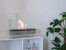 Steel and glass tabletop bio fireplace in square design
