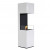 Elegant and tall freestanding fireplace in white with three glass panels