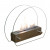 Circular tabletop fireplace wit glass panels on the sides