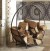 Black, iron wood storage rack