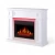 White Linz mantel electric fireplace with LED mood lighting, 23-inch insert