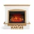 White and natural oak Woodley mantel with 23-inch electric insert