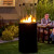 Outdoor black gas fireplace