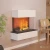 Hölderlin water vapour fireplace in white, featuring realistic water vapour flames