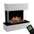 Hölderlin water vapour fireplace in white, featuring realistic water vapour flames