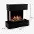 Hölderlin water vapour fireplace in black, featuring realistic water vapour flames