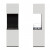 Elegant and tall freestanding fireplace in white with three glass panels