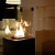 Outdoor black gas fireplace
