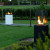Outdoor black gas fireplace