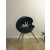 Free-standing circular bioethanol fireplace with three legs of oak wood