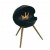 Free-standing circular bioethanol fireplace with three legs of oak wood