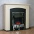 Freestanding fireplace with black insert