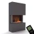 Glow Fire Tucholsky 3-sided Grey - OMC 600 | Freestanding Water Vapour Fireplace, Grey, 91 cm x 150 cm x 35 cm