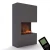 Glow Fire Tucholsky Left Corner Grey - OMC 600 | Freestanding Water Vapour Fireplace, Grey, 91 cm x 150 cm x 35 cm