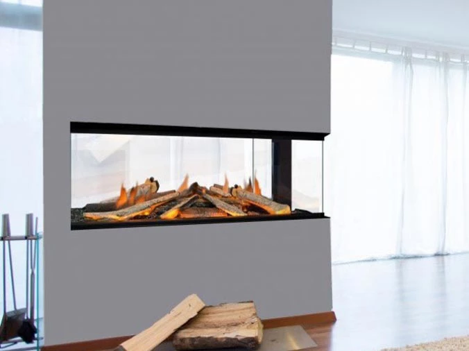 Built in electric fireplace 3 sided insert