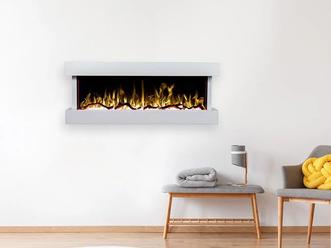 Electric fireplace for the wall