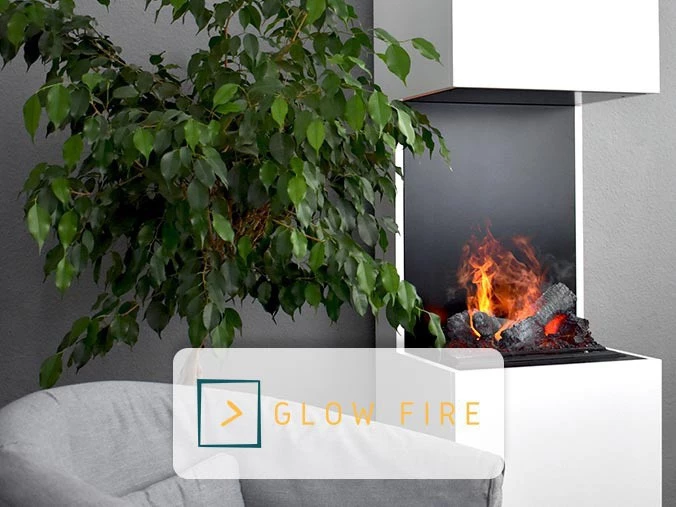 Freestanding opti-myst fireplace from Glow fire