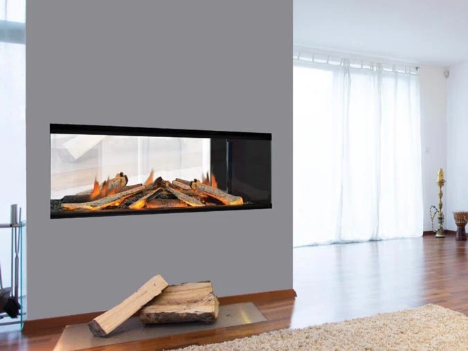 Built in electric fireplace insert 2 sides