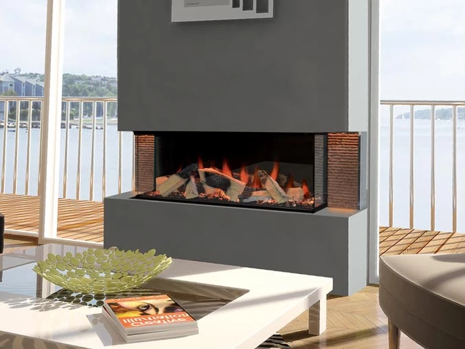 Built in electric fireplace 3 sided insert
