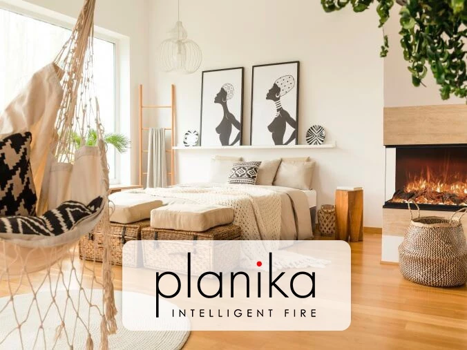 Built-in opti-myst fireplace from Planika